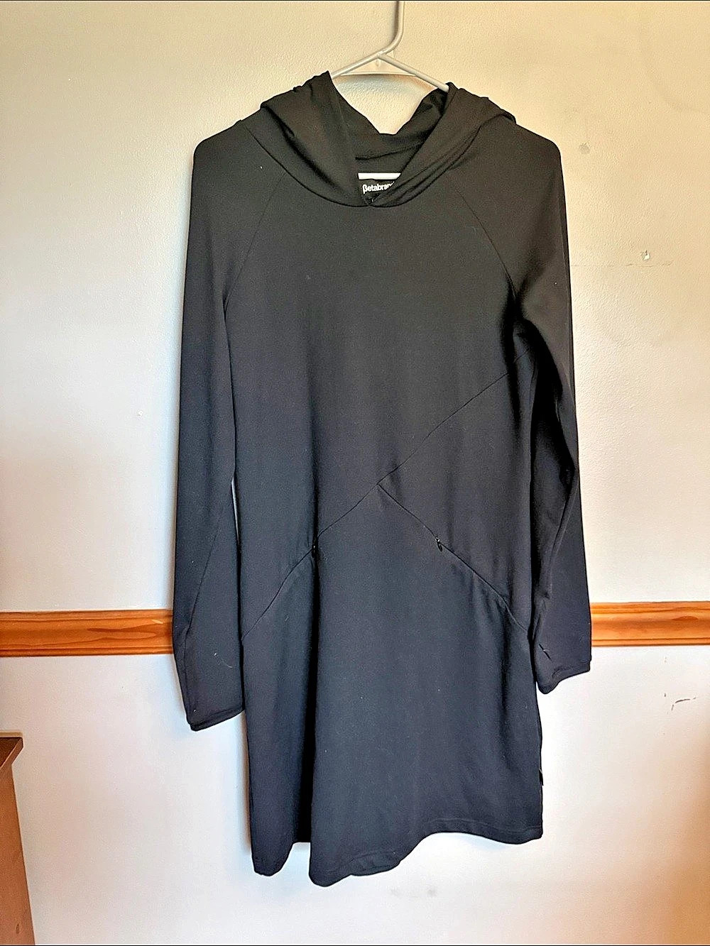 Betabrand Red Eye Travel sweatshirt Hoodie Dress Black Mini Size Medium